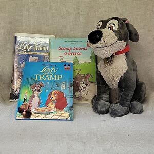 Disney's Lady and The Tramp II vhs, books and Tramp plush